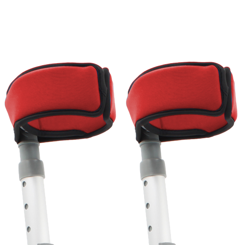 Pair Of Deluxe Neoprene Crutch Arm Cuff Covers - Enhance Comfort and Style for Your Crutches - Red